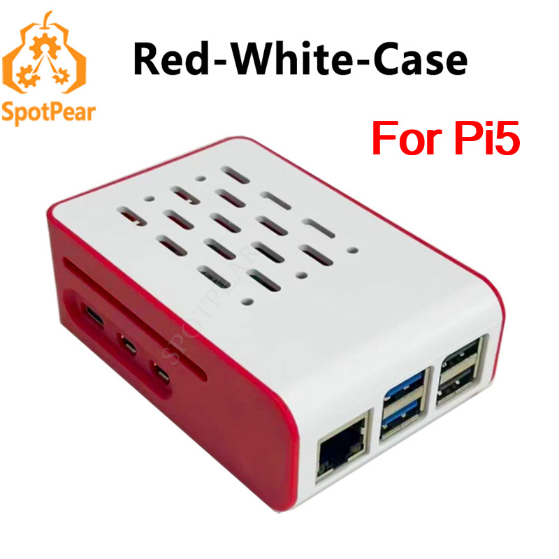 Raspberry Pi 5 8Gb Kit - Raspberry Pi 5 rood-witte koelbehuizing voor